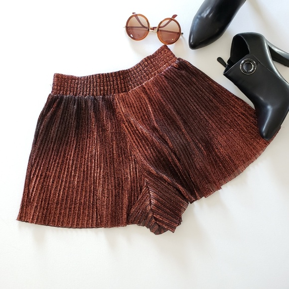 H&M Pants - Copper & Black Pleated High Waist Shorts H&M 4